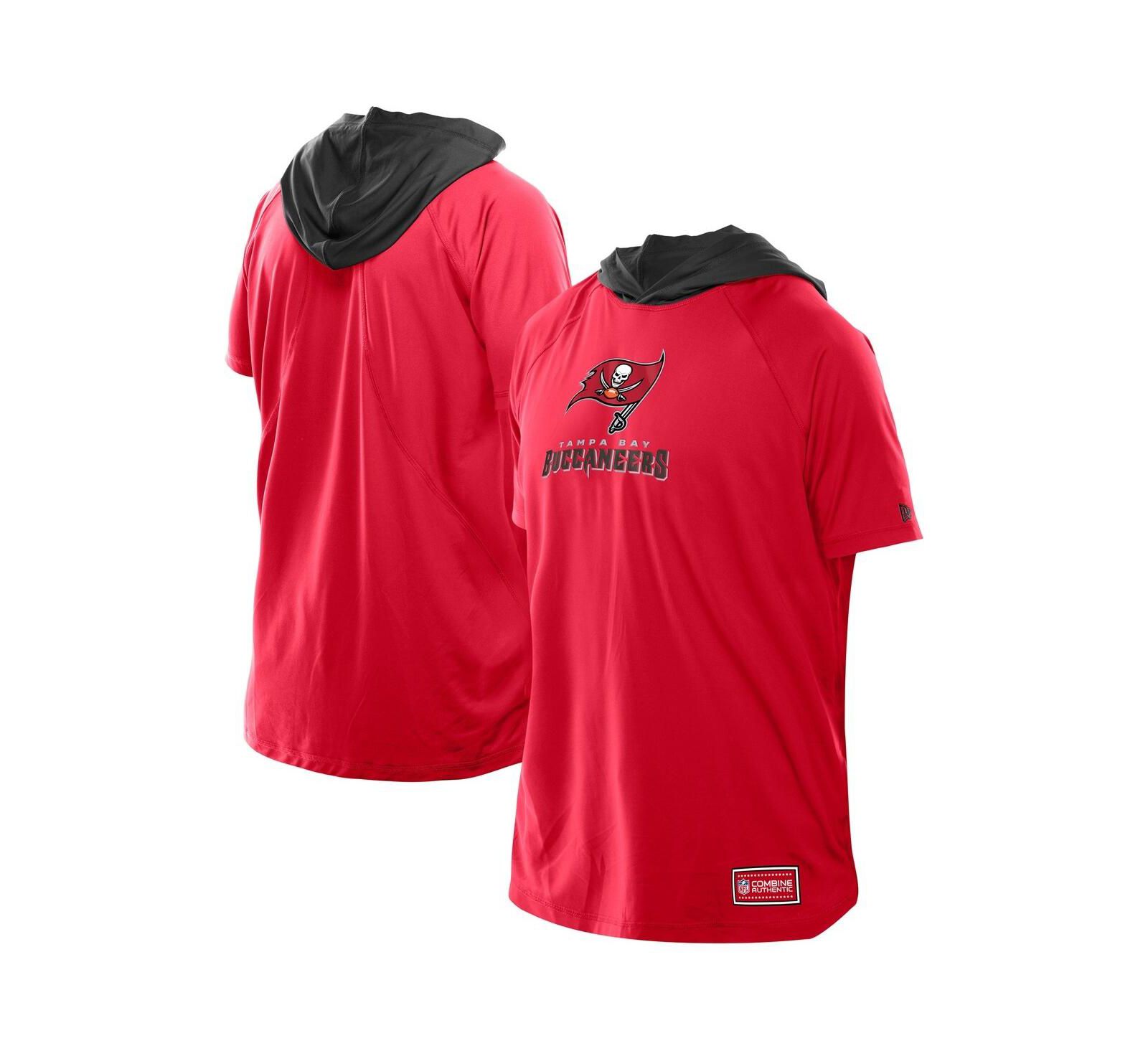 New Era Men's Red Tampa Bay Buccaneers Combine Authentic Hooded Raglan Short-Sleeve T-Shirt