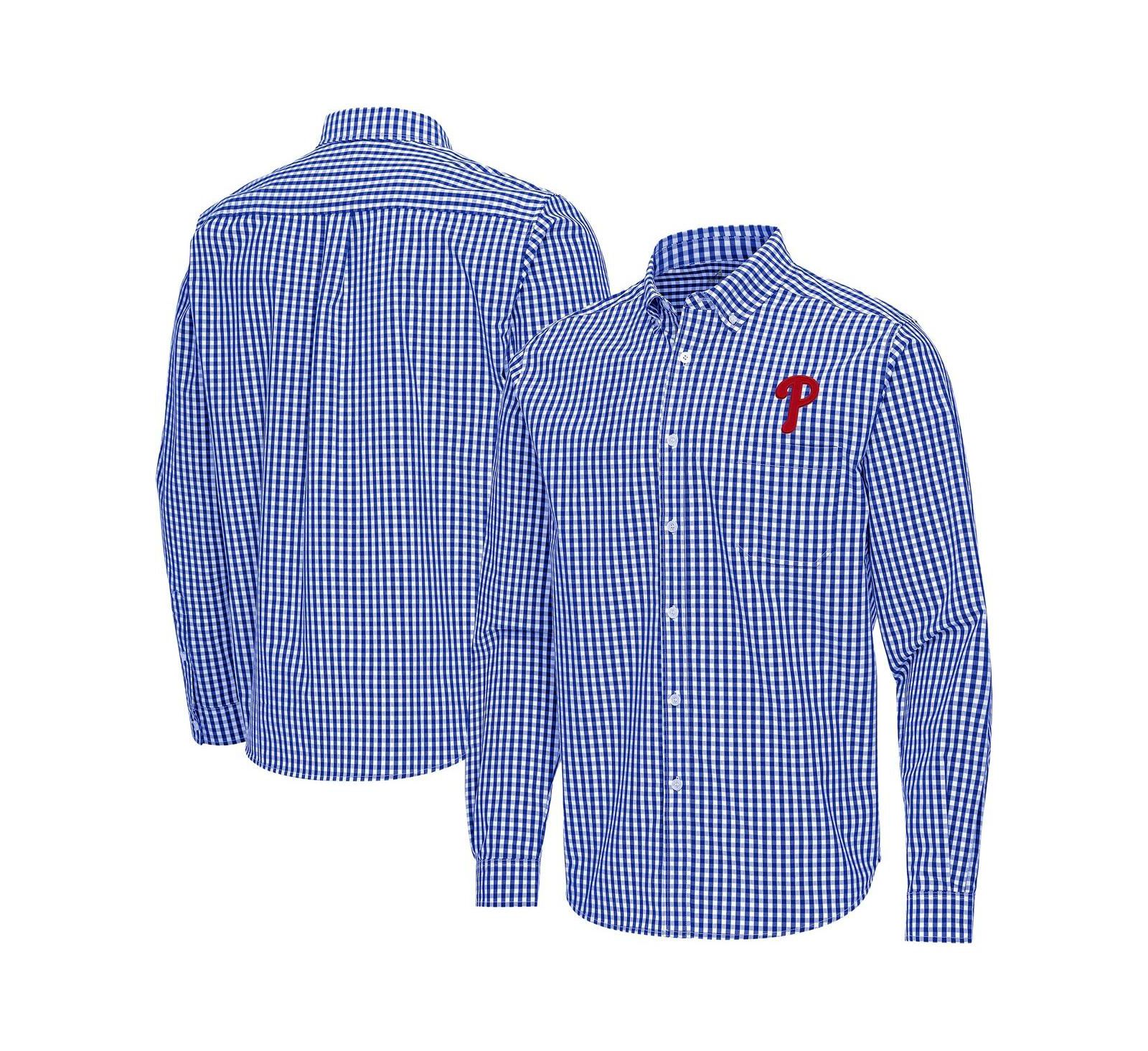 Мужская рубашка Antigua Royal Philadelphia Phillies Ellis Woven Tri-Blend Button-Down
