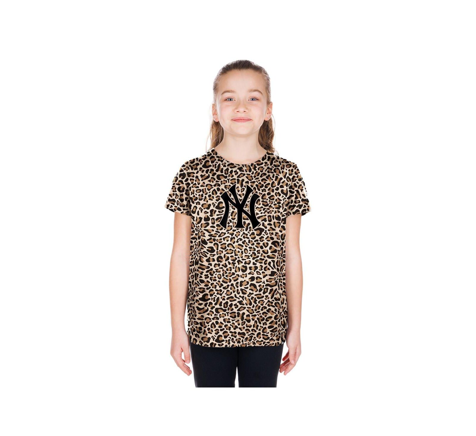 New Era Big Girls Brown New York Yankees Leopard T-Shirt