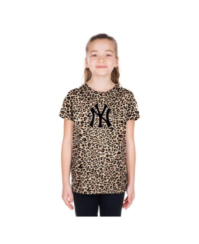 New Era Big Girls Brown New York Yankees Leopard T-Shirt
