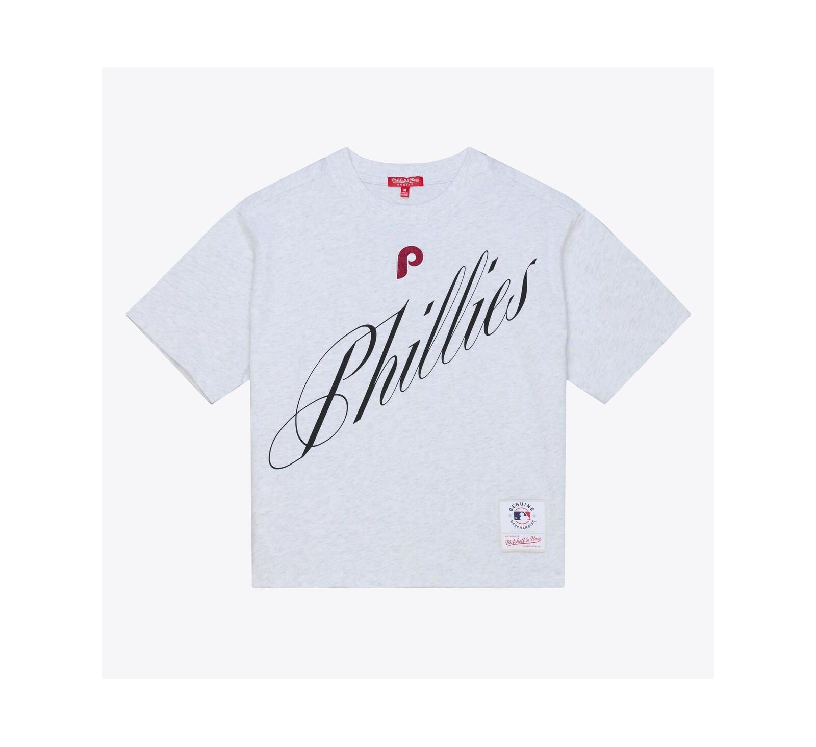 Mitchell & Ness Женская укороченная футболка Philadelphia Phillies, серый меланж
