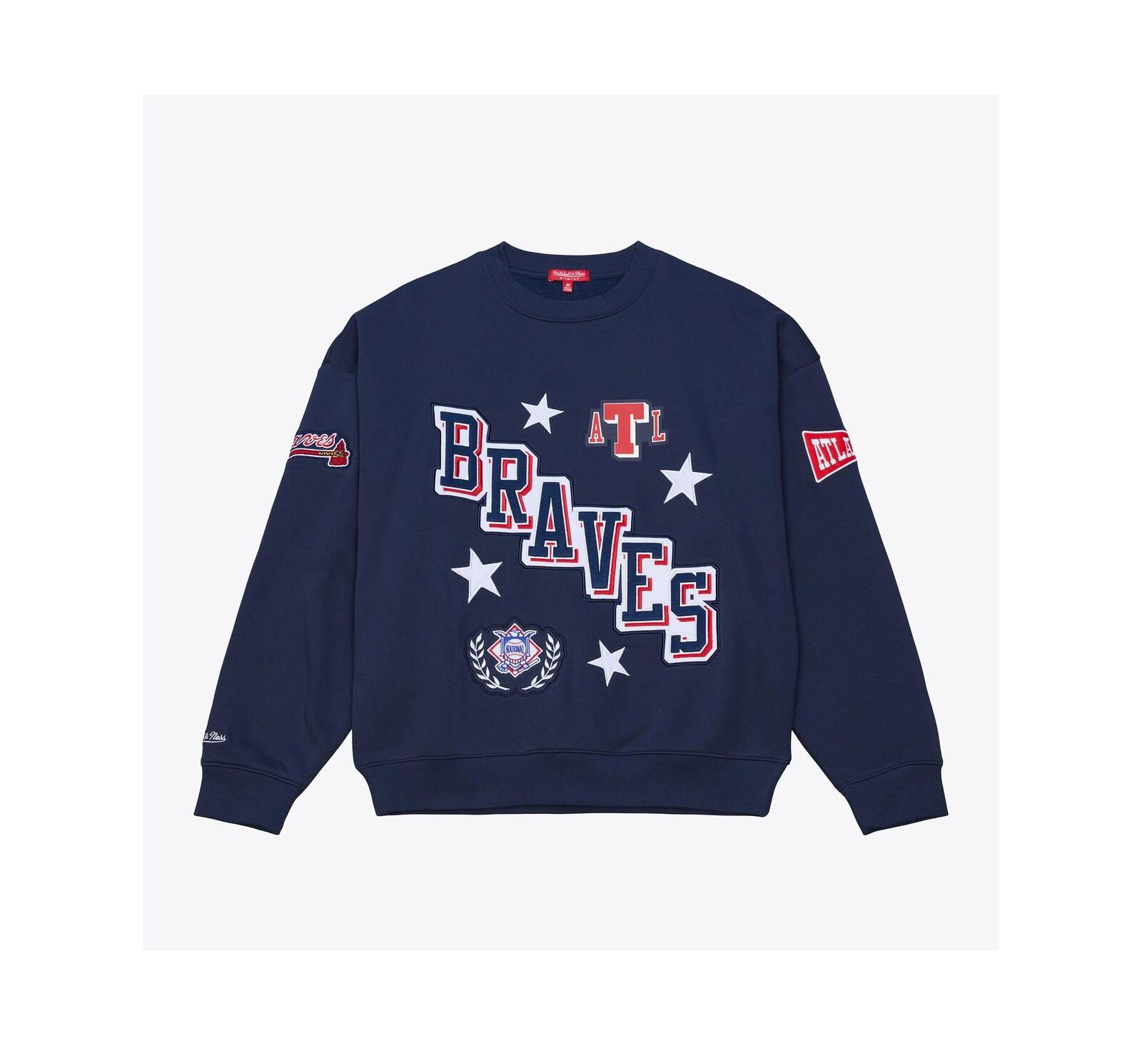 Женский свитшот Mitchell & Ness Women's Navy Atlanta Braves Pep Rally