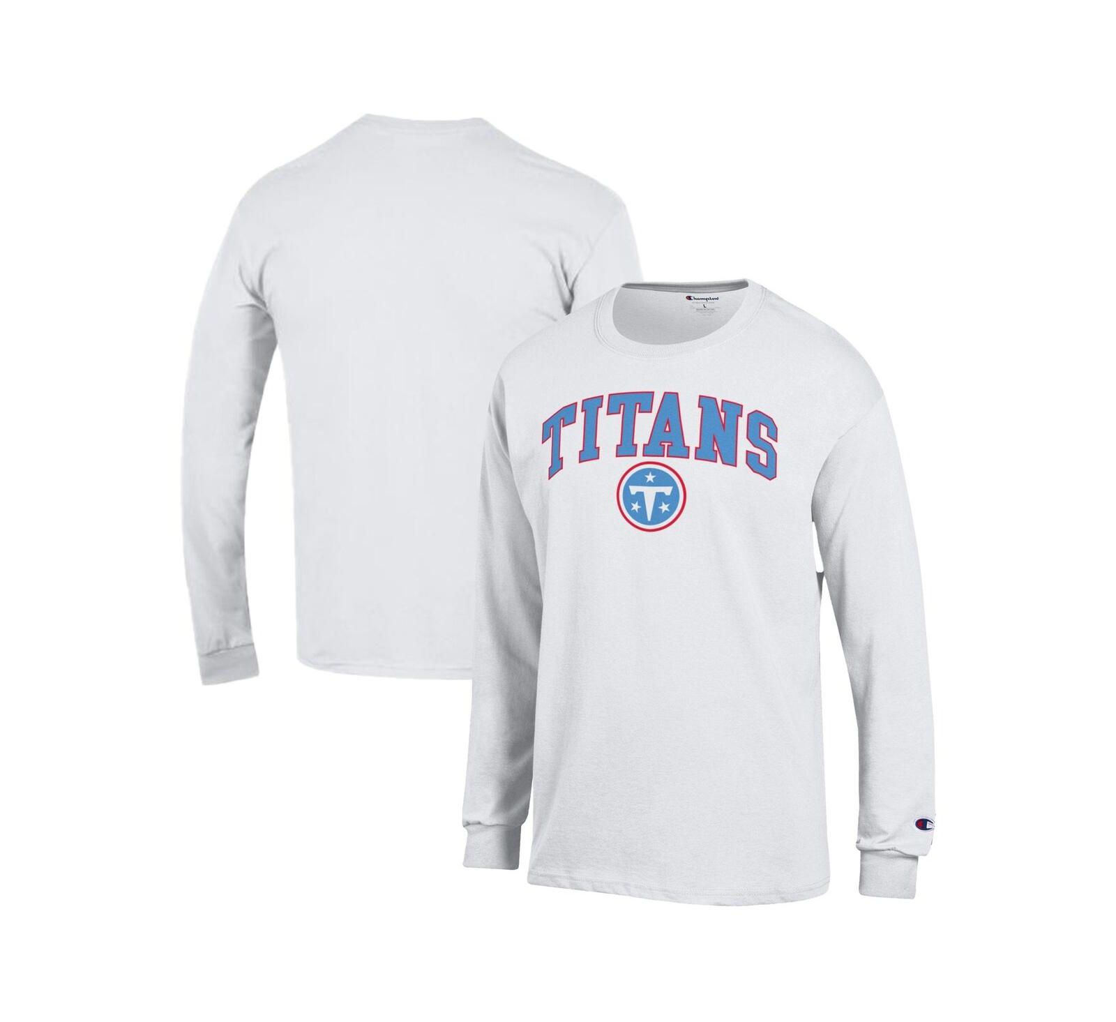Мужская футболка Champion White Tennessee Titans Arch Over Logo Long Sleeve