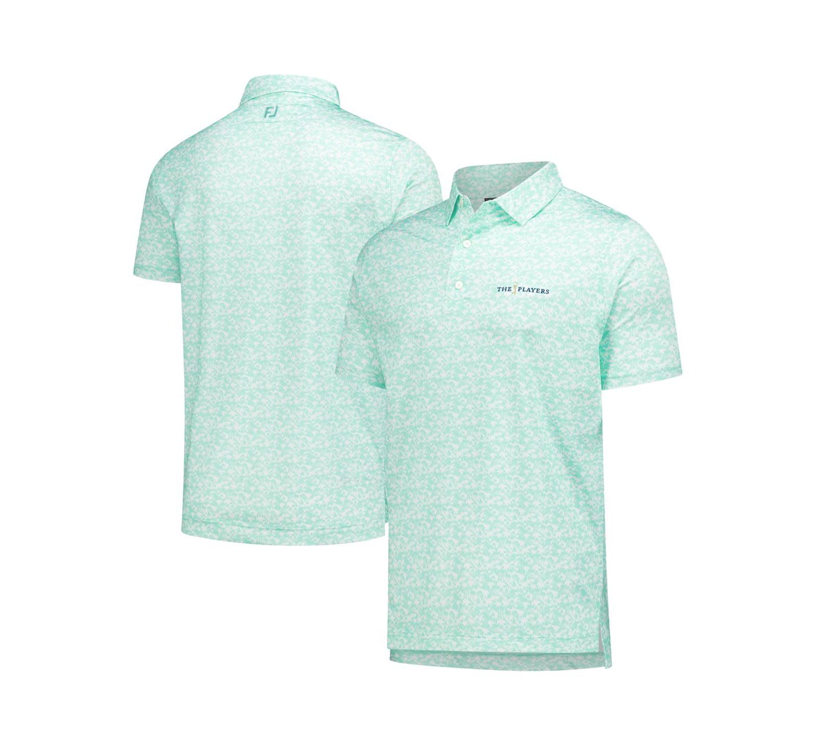 FootJoy Мужская рубашка-поло Lisle Teal THE PLAYERS Hidden Palm Print