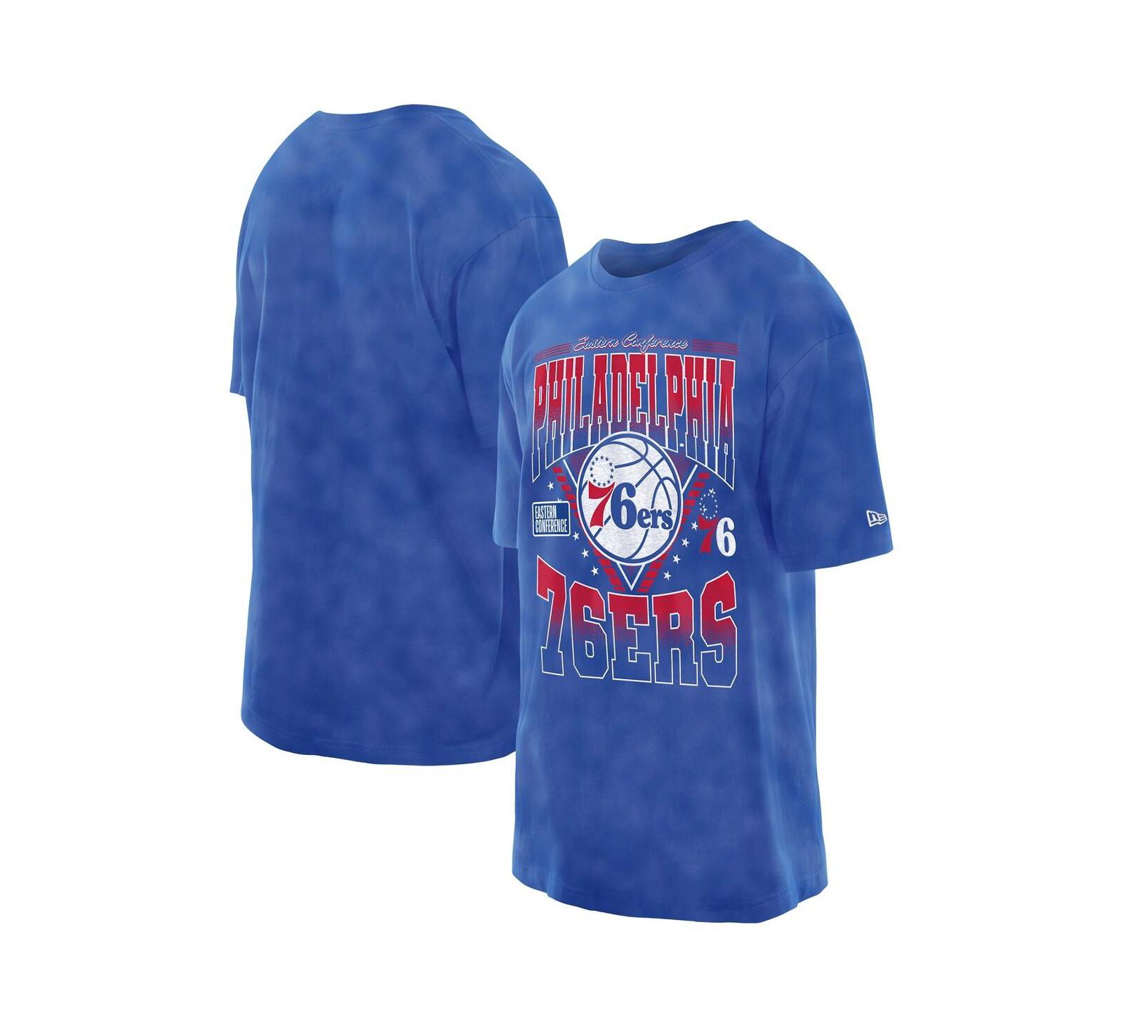 New Era Men's Royal Philadelphia 76ers Boxy Old School Sport Vintage Wash T-Shirt