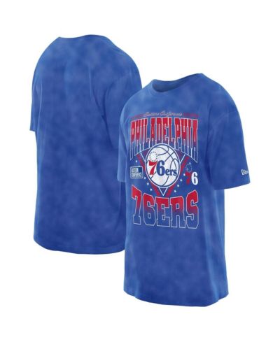 New Era Men's Royal Philadelphia 76ers Boxy Old School Sport Vintage Wash T-Shirt