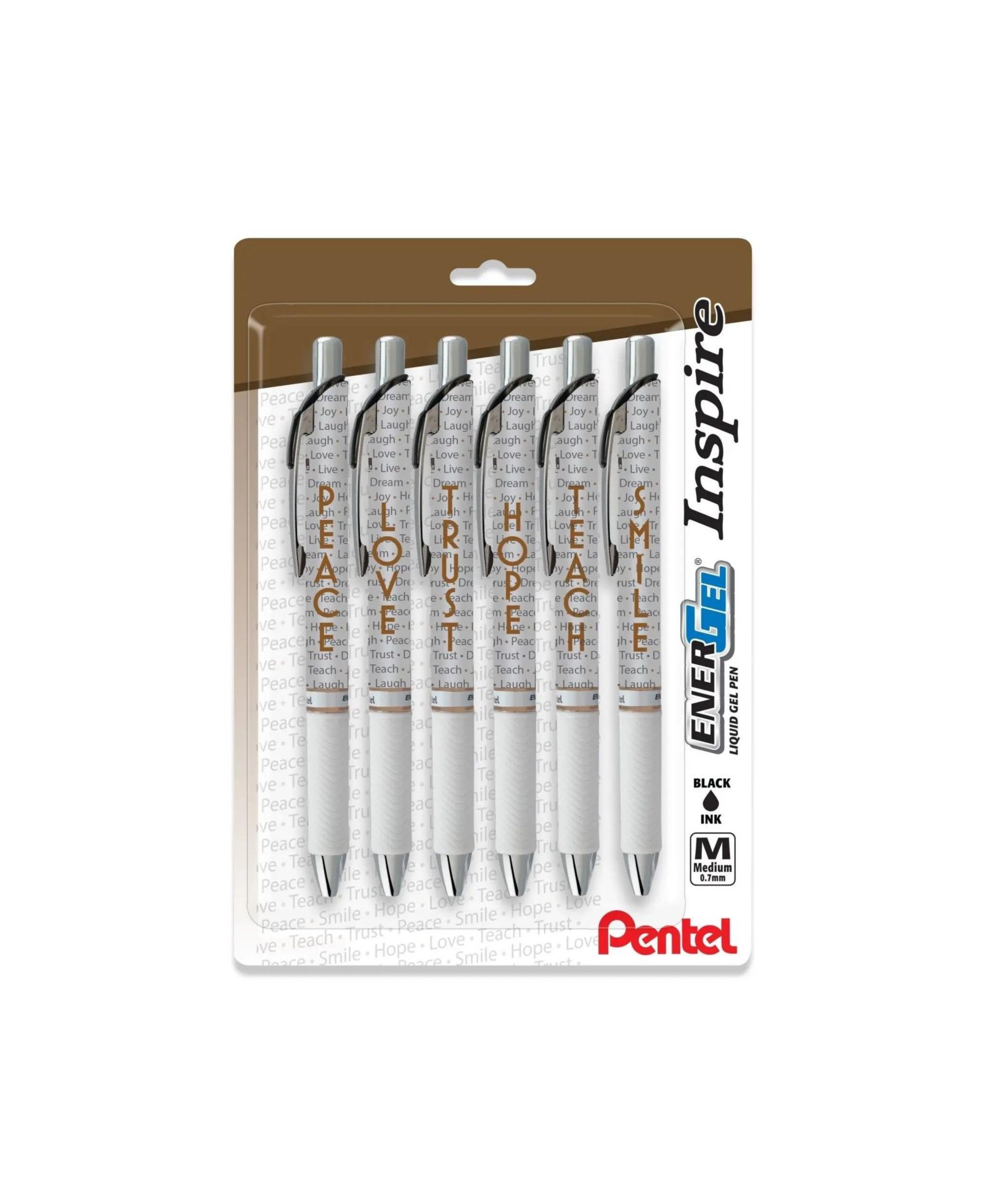 Гелевая ручка Pentel EnerGel Inspire перезаправляемая, 0.7mm, набор 6 шт