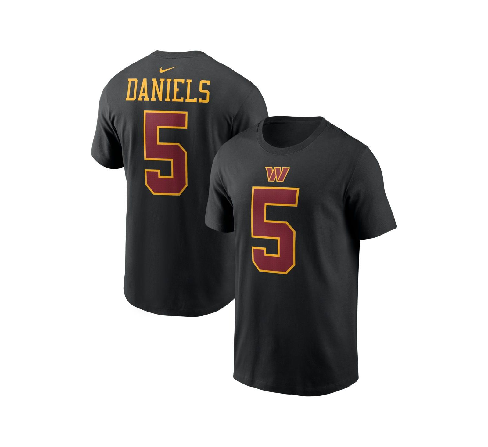 Nike Men's Jayden Daniels Black Washington Commanders Name and Number T-Shirt