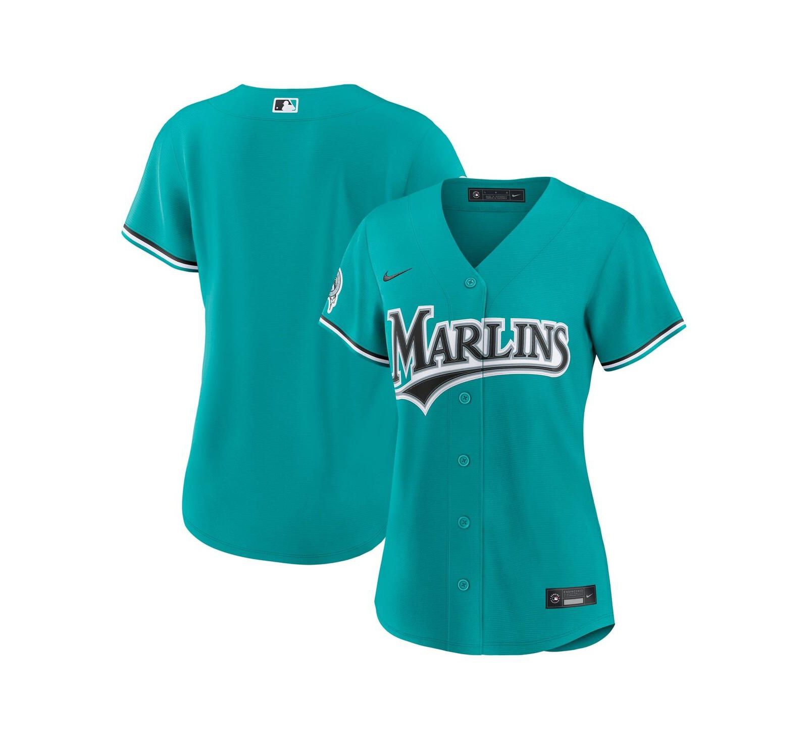 Женская джерси Nike Miami Marlins Alternate Stadium бирюзового цвета
