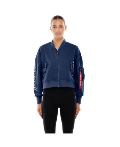 New Era X Alpha Industries Women's Navy New York Yankees Cropped Full-Zip Jacket