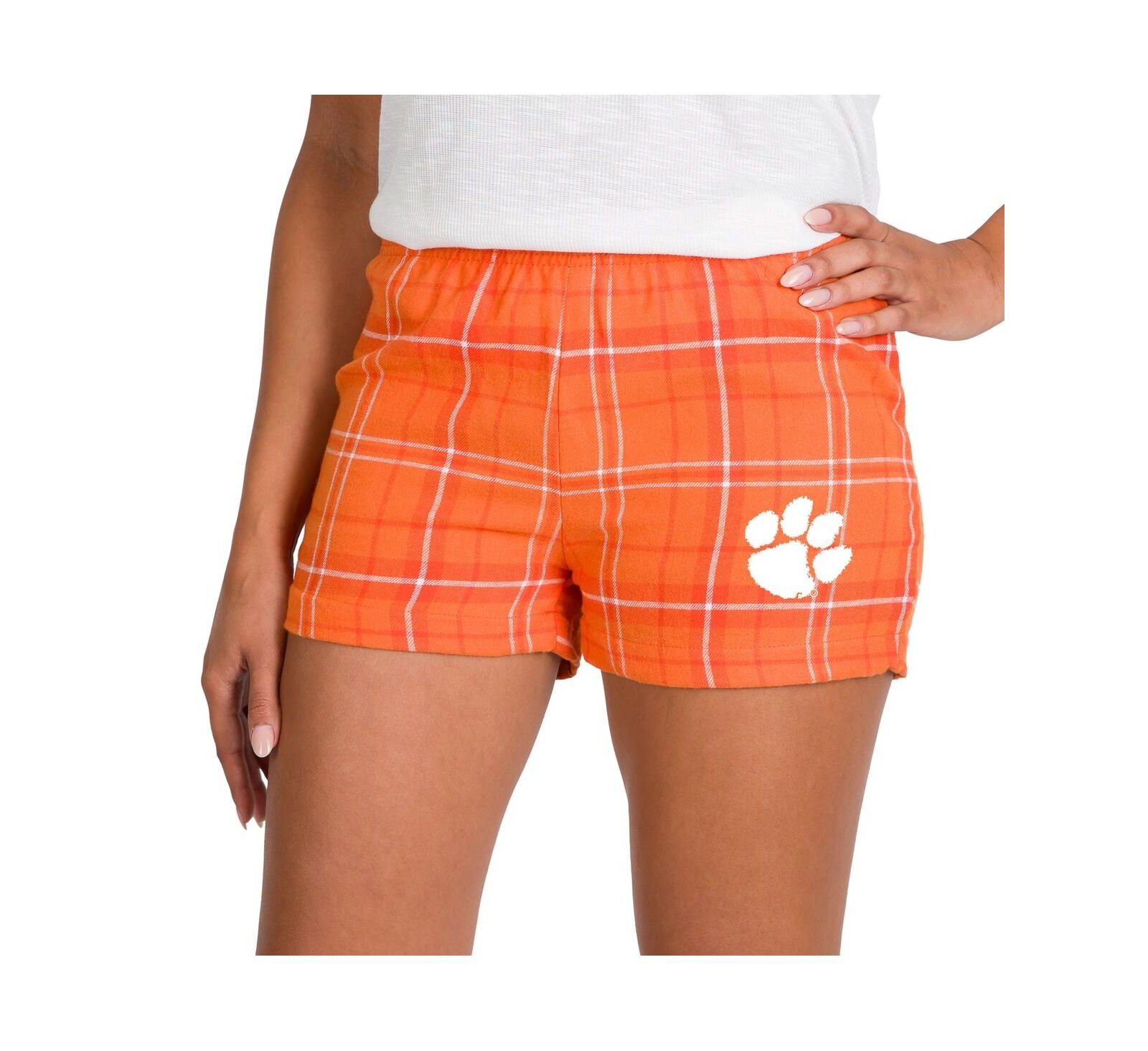 Женские фланелевые шорты Concepts Sport Clemson Tigers оранжево-белые