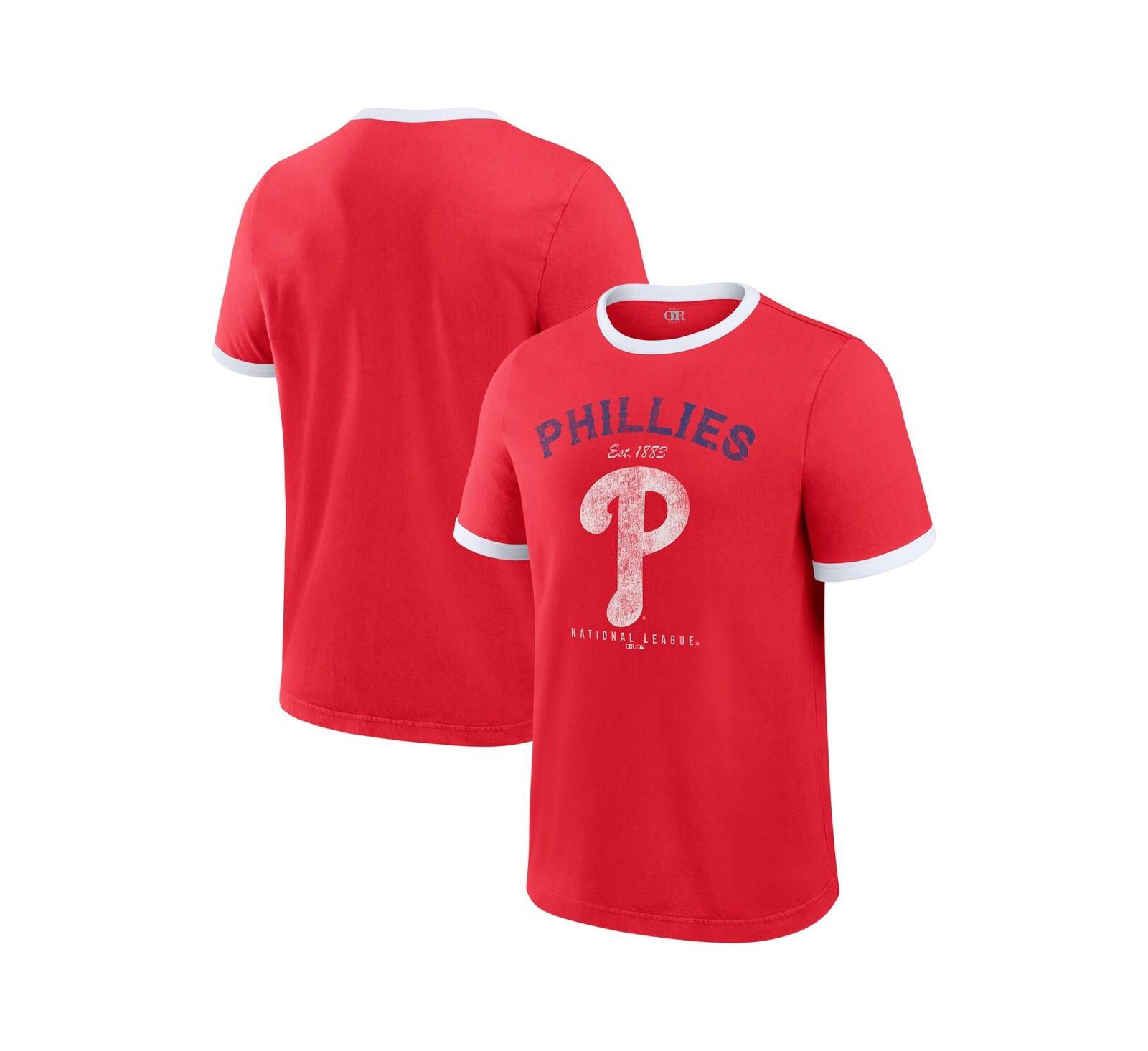 Мужская футболка Darius Rucker Collection by Fanatics Men's Red Philadelphia Phillies Washed Ringer