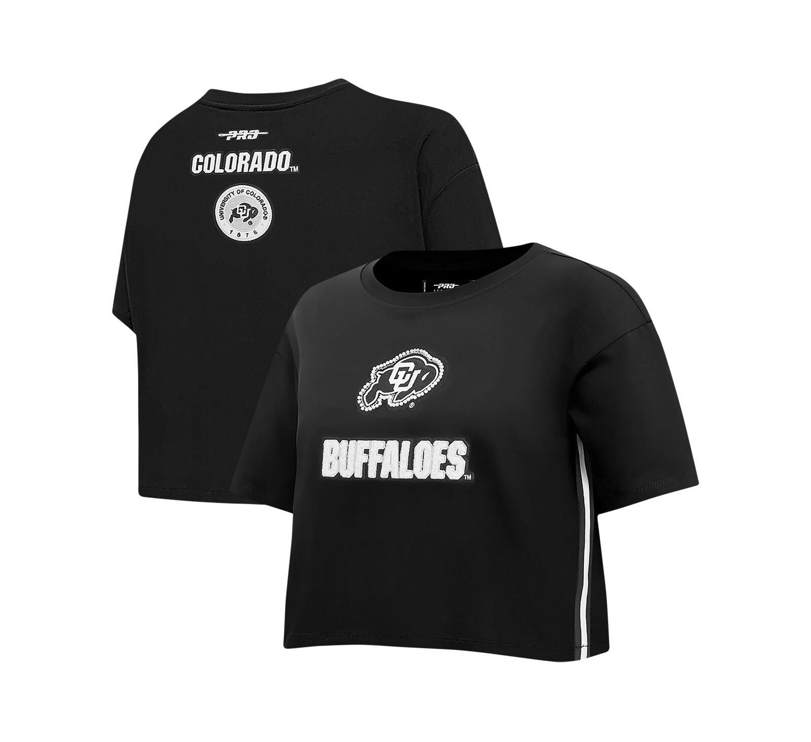 Женский укороченный топ Pro Standard Black Colorado Buffaloes Rhinestone Boxy Cropped T-Shirt