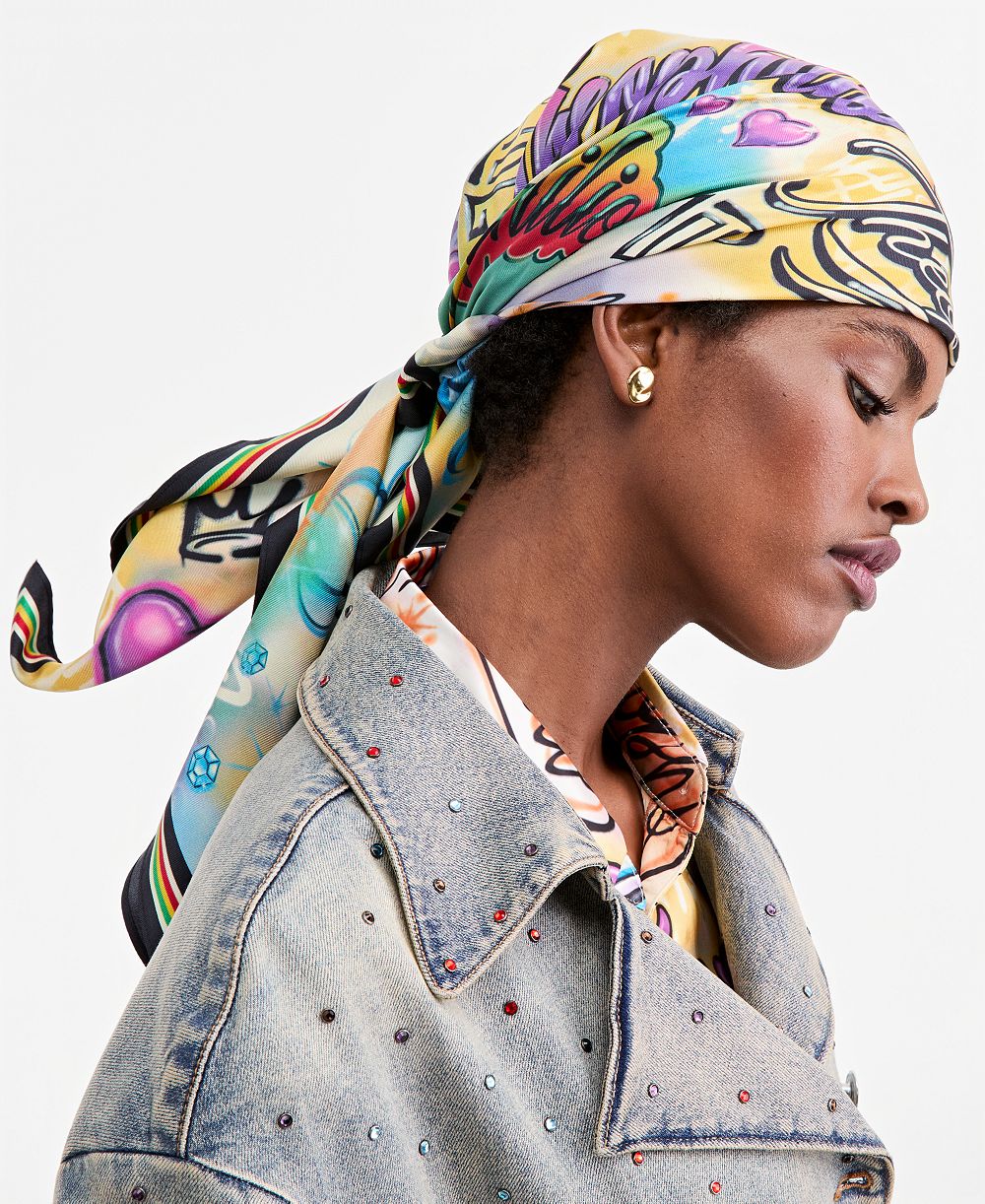 Theophilio | Macy's Women's Silk Graffiti Print Square Scarf, Macy's Exclusive