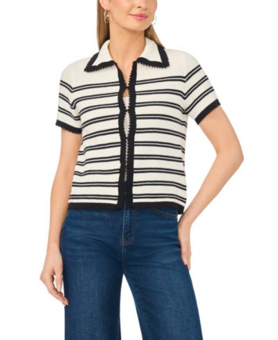 Женский кардиган Vince Camuto Striped Collared Short-Sleeve