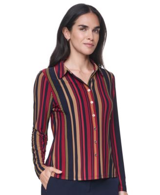 Tommy Hilfiger Женский трикотажный топ в полоску с длинным рукавом