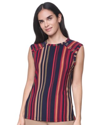 Tommy Hilfiger Women's Striped Pull-On Crewneck Top