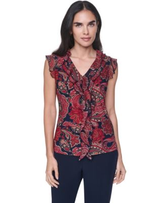 Женский топ Tommy Hilfiger Sleeveless Paisley V-Neck Ruffle