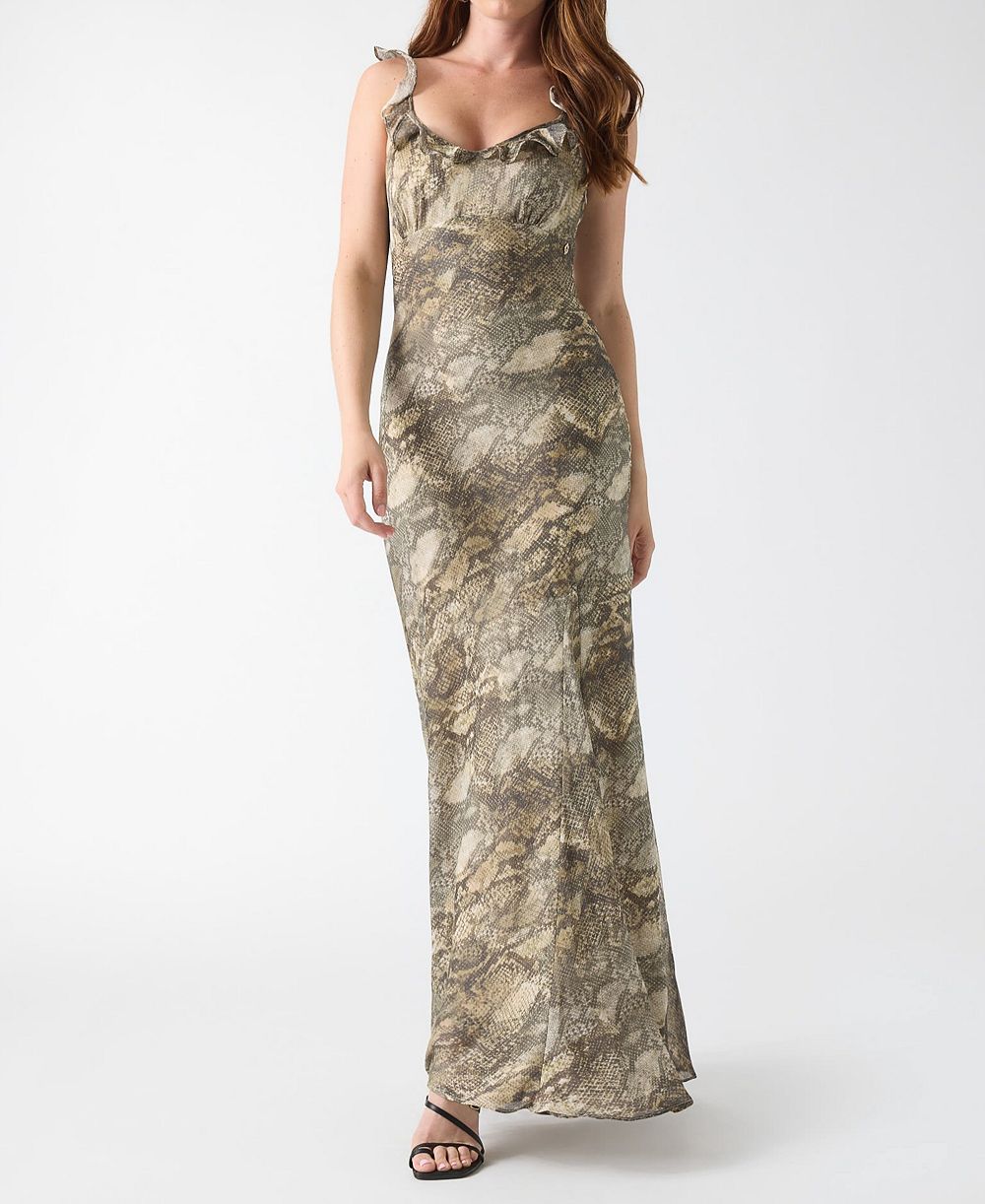 Женское платье GUESS Animal-Print Sweetheart Maxi