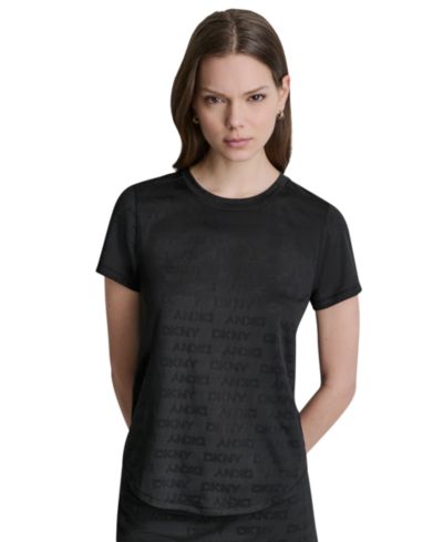 DKNY Sport Женская футболка с коротким рукавом, серая, Crewneck