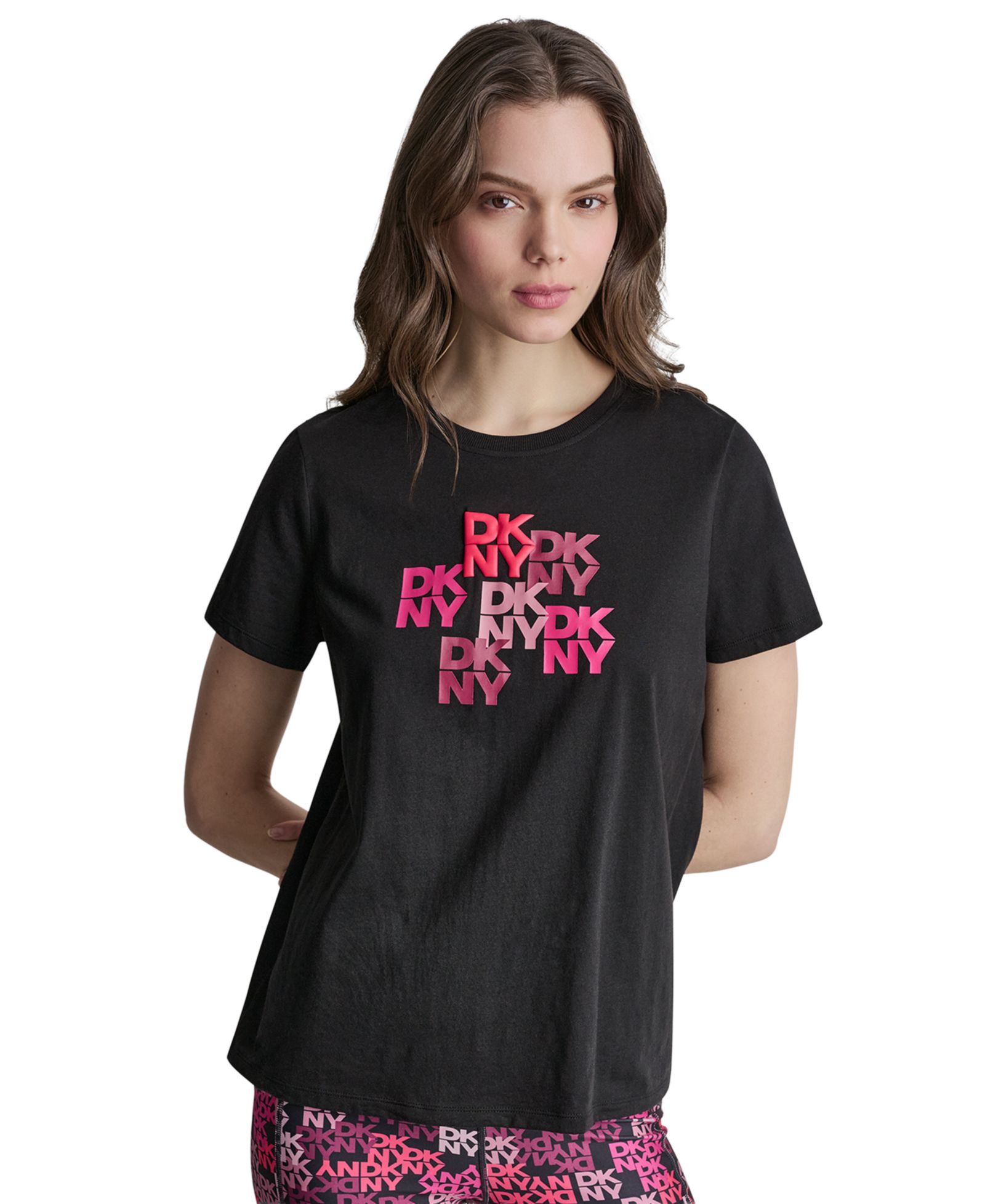 DKNY Sport Women's Mixed Media Logo Crewneck T-Shirt