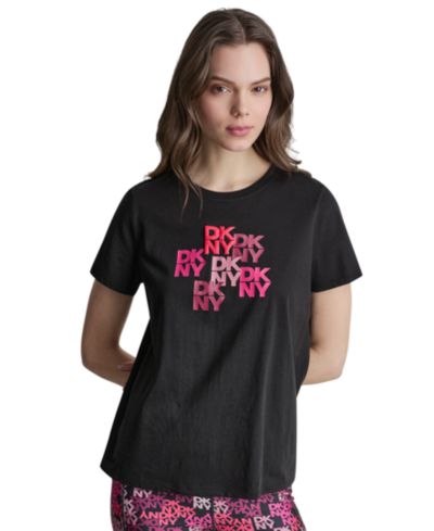 Женская футболка DKNY Sport Mixed Media Logo Crewneck