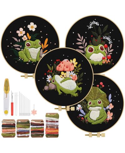 GNUADZ Embroidery Kit Adults Beginner Flowers Bird Hoop Thread