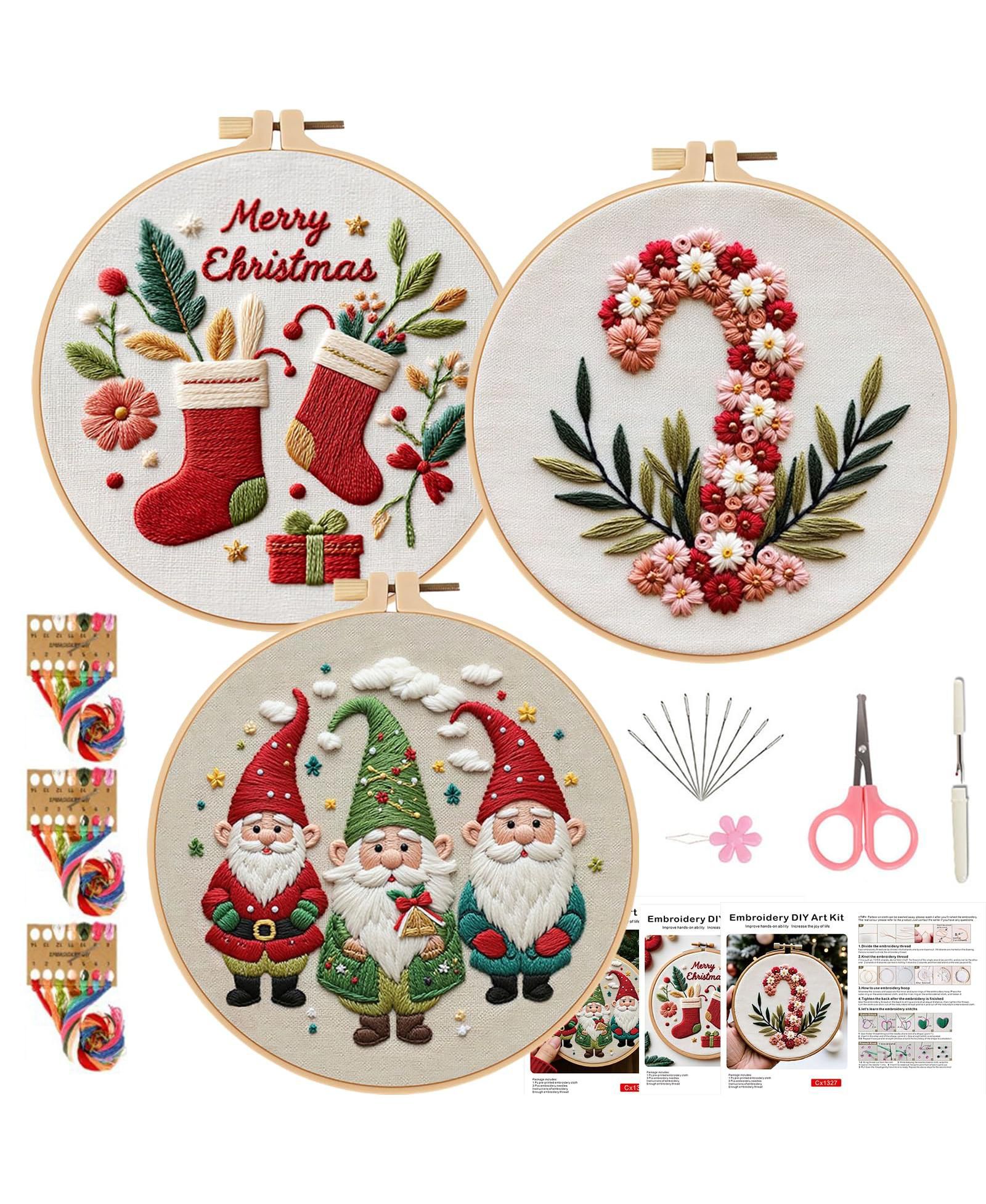 Набор для вышивания GNUADZ 3 Sets Holiday Embroidery Kit