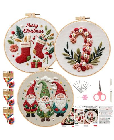 Набор для вышивания GNUADZ 3 Sets Holiday Embroidery Kit