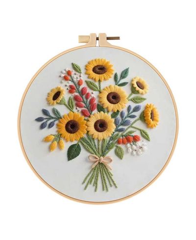 GNUADZ Sunflower Embroidery Kit DIY Cross Stitch Beginner Hoop