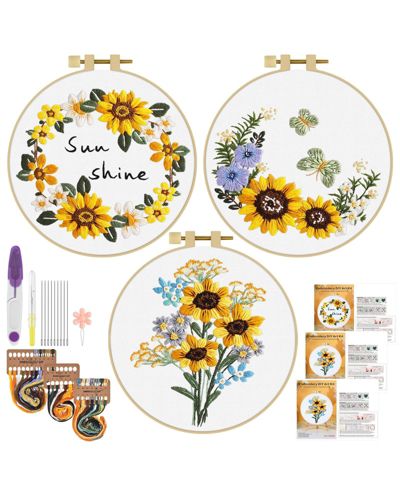 GNUADZ набор для вышивания крестиком Sunflower, 3 набора