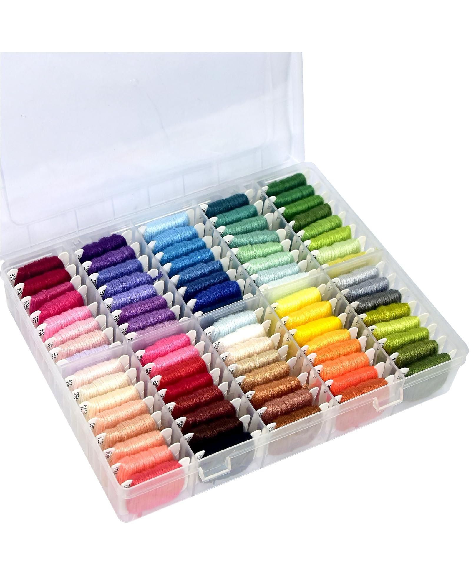 GNUADZ 80 colors Friendship Bracelet String Kit Embroidery Floss Storage Box