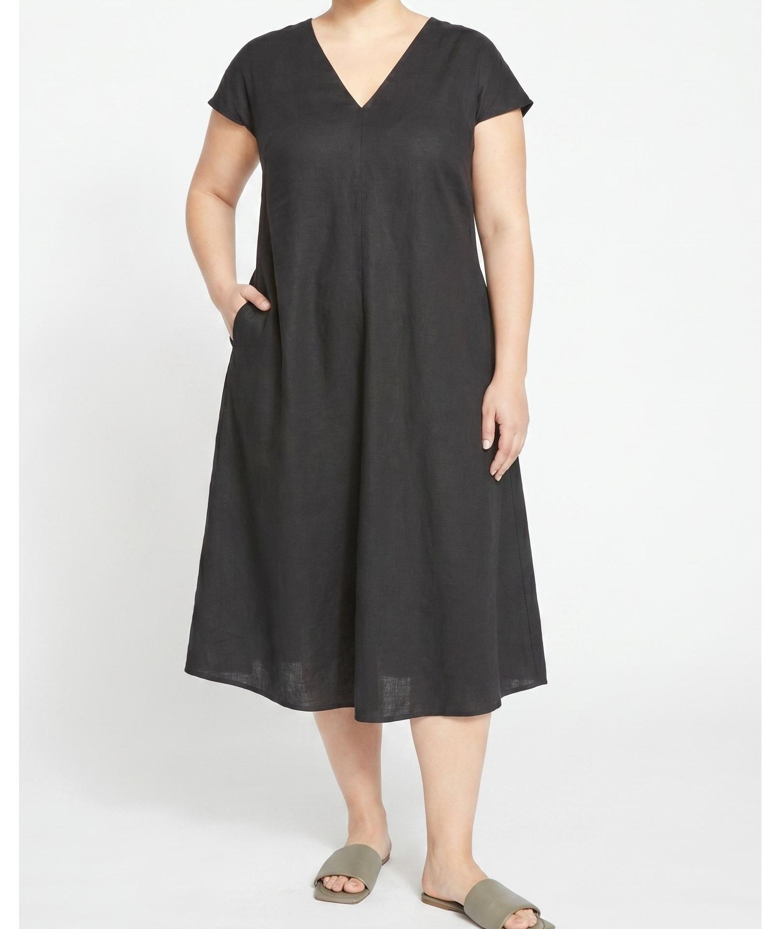 Universal Standard Plus Size Louvre Bow Back Linen Dress