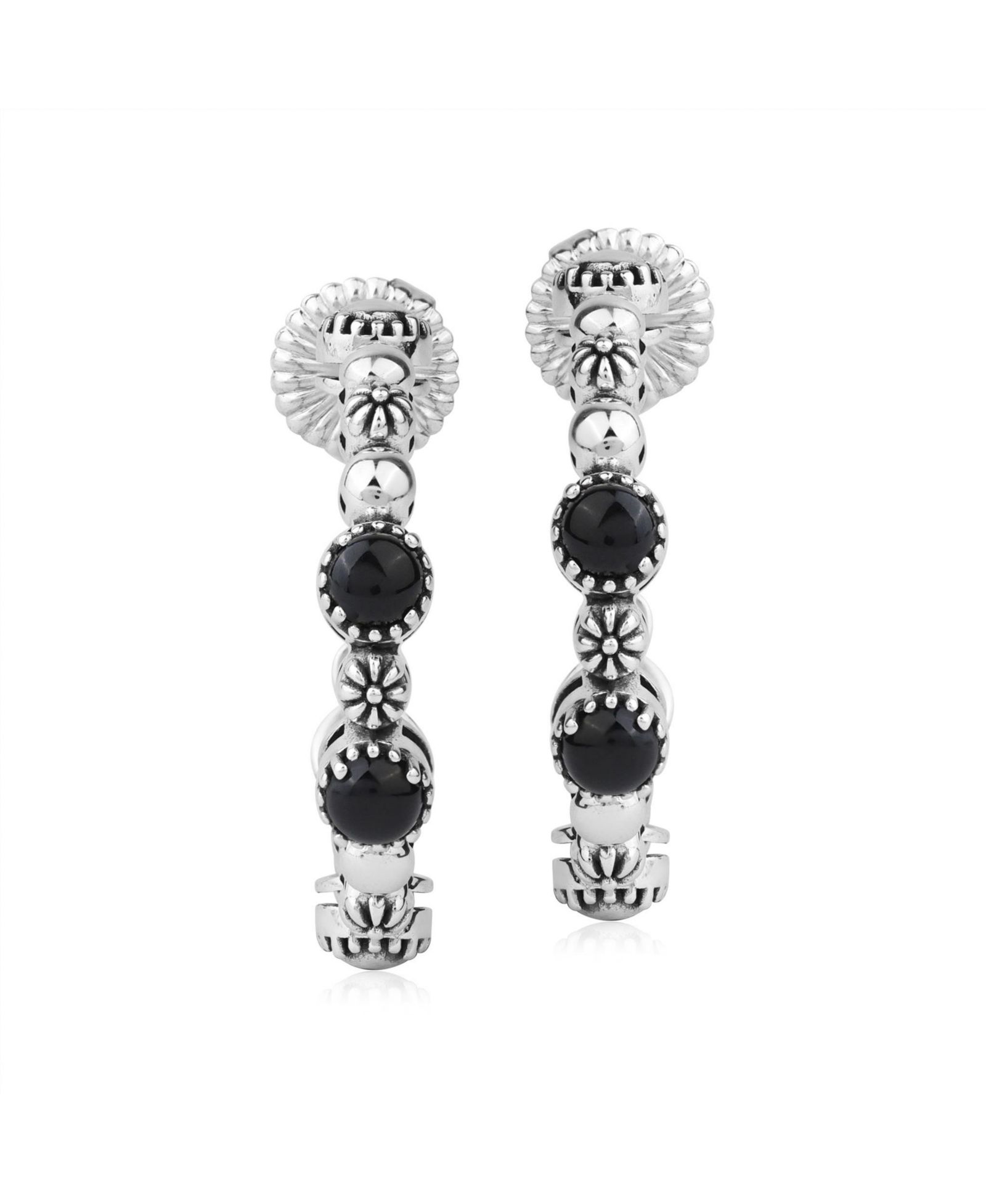 American West Jewelry Серьги-кольца Concha из стерлингового серебра с агатом 1 Inch