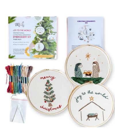 GNUADZ Joy To The World Embroidery Kit Hoop Thread Beginner Adult