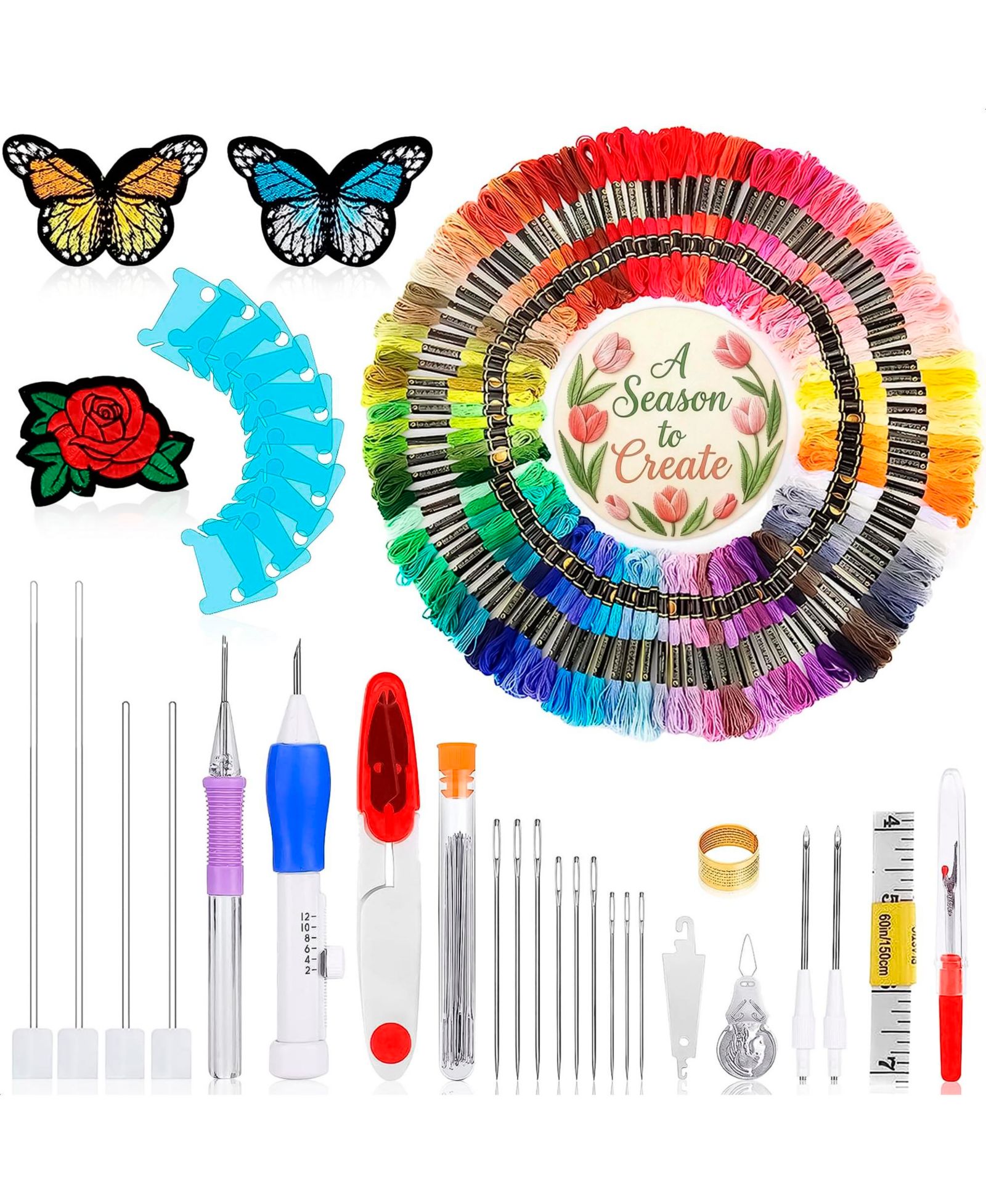 Набор для вышивания GNUADZ 137-piece Embroidery Kit Punch Needle Cross Stitch Tools Floss Set