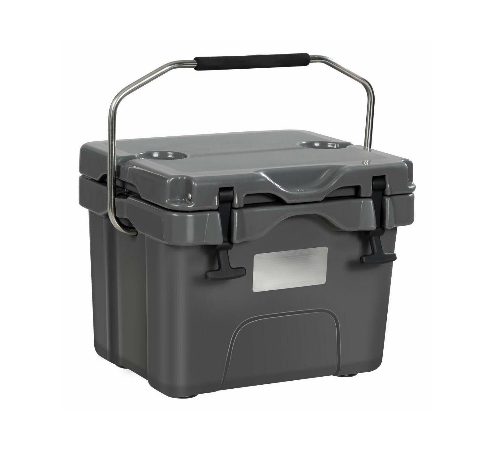 GOUUN 16-Quart 24-Can Portable Insulated Ice Cooler with 2 Cup Holders, Lightweight Camping Chest