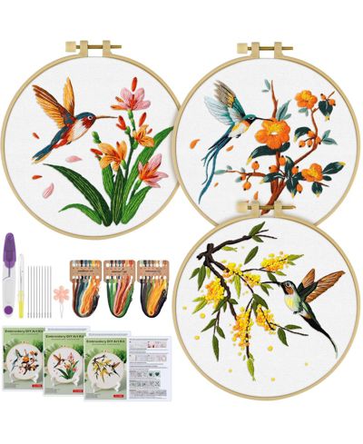 Набор для вышивания GNUADZ 3 Sets Hummingbird Embroidery Kit Cross Stitch Set
