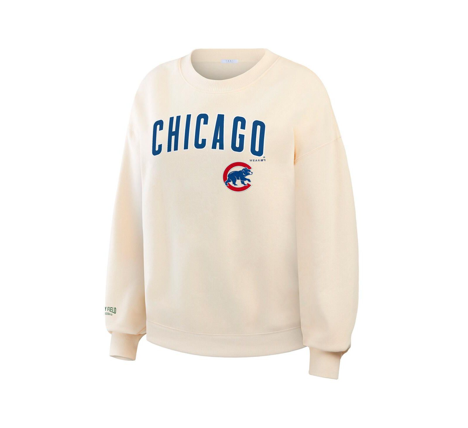WEAR by Erin Andrews женская кремовая толстовка Chicago Cubs с круглым вырезом