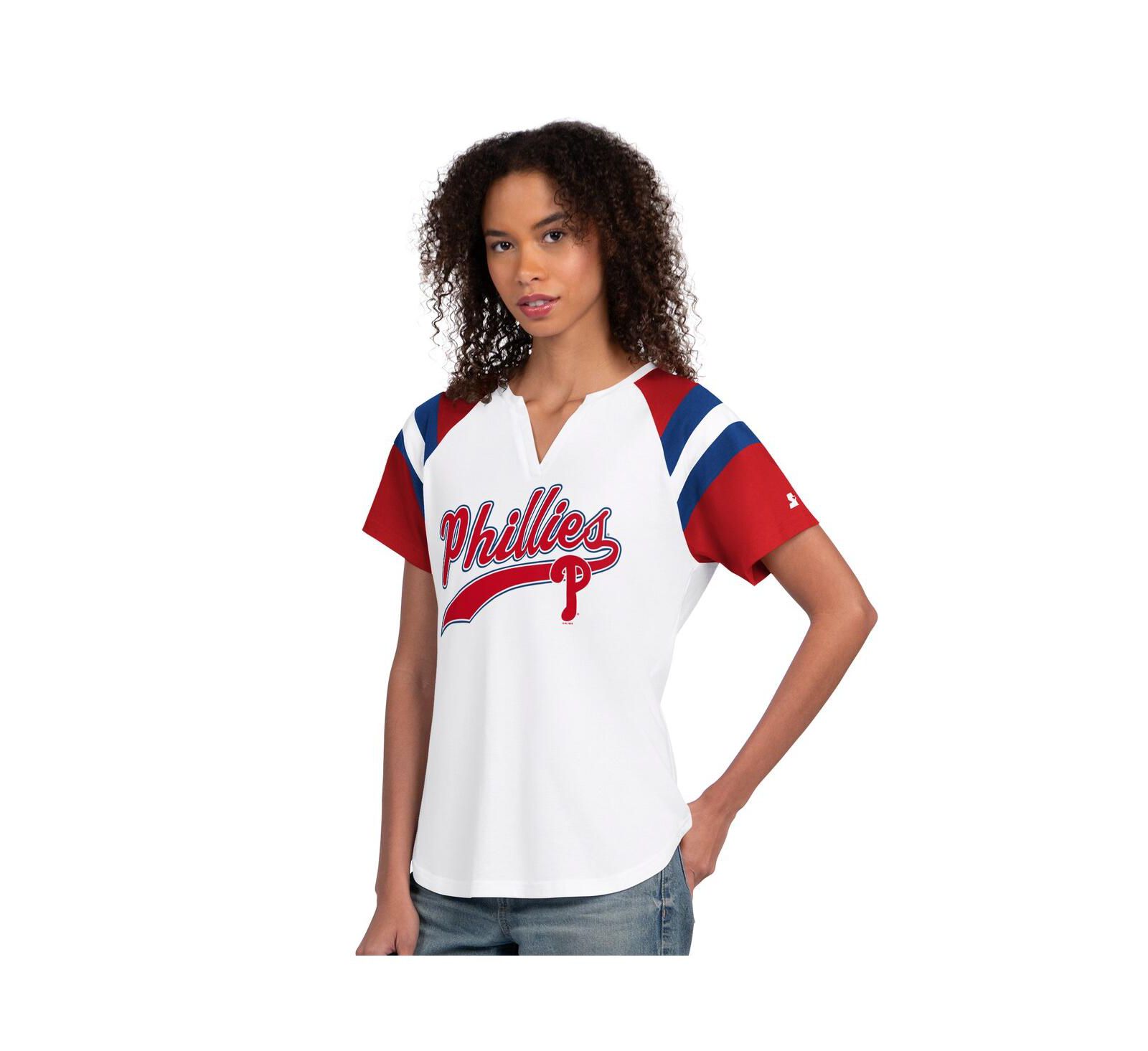Женская футболка Starter White Philadelphia Phillies Game On Raglan