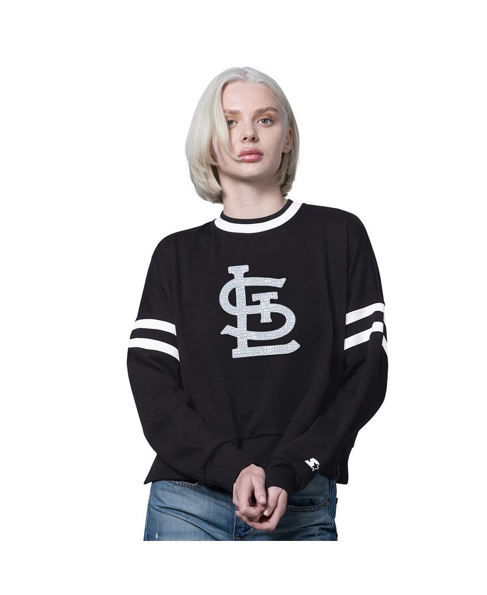Женское укороченное свитшот Starter Black St. Louis Cardinals Rally с открытыми плечами