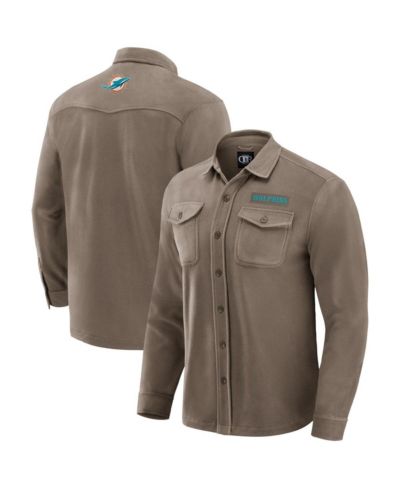 Fanatics Men's Tan Miami Dolphins Polar Fleece Cozy Button-Up Shirt