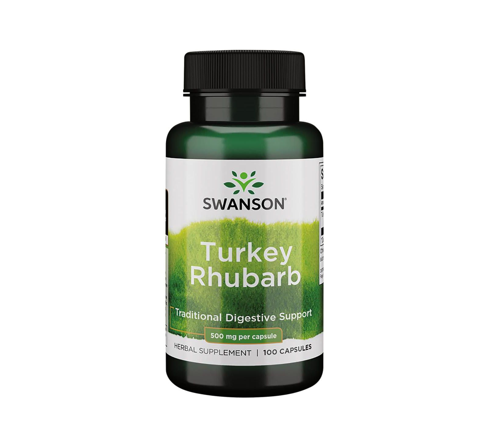 Swanson Turkey Rhubarb Traditional Herbal Supplement for Digestive Support and Gastrointestinal Health quality Formula 100 Capsules, 500 Miligram Each