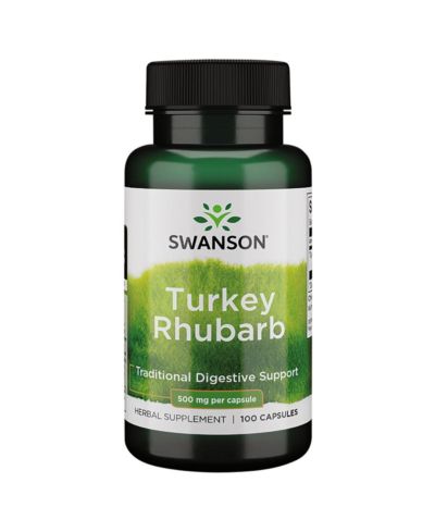 Swanson Turkey Rhubarb Traditional Herbal Supplement for Digestive Support and Gastrointestinal Health quality Formula 100 Capsules, 500 Miligram Each