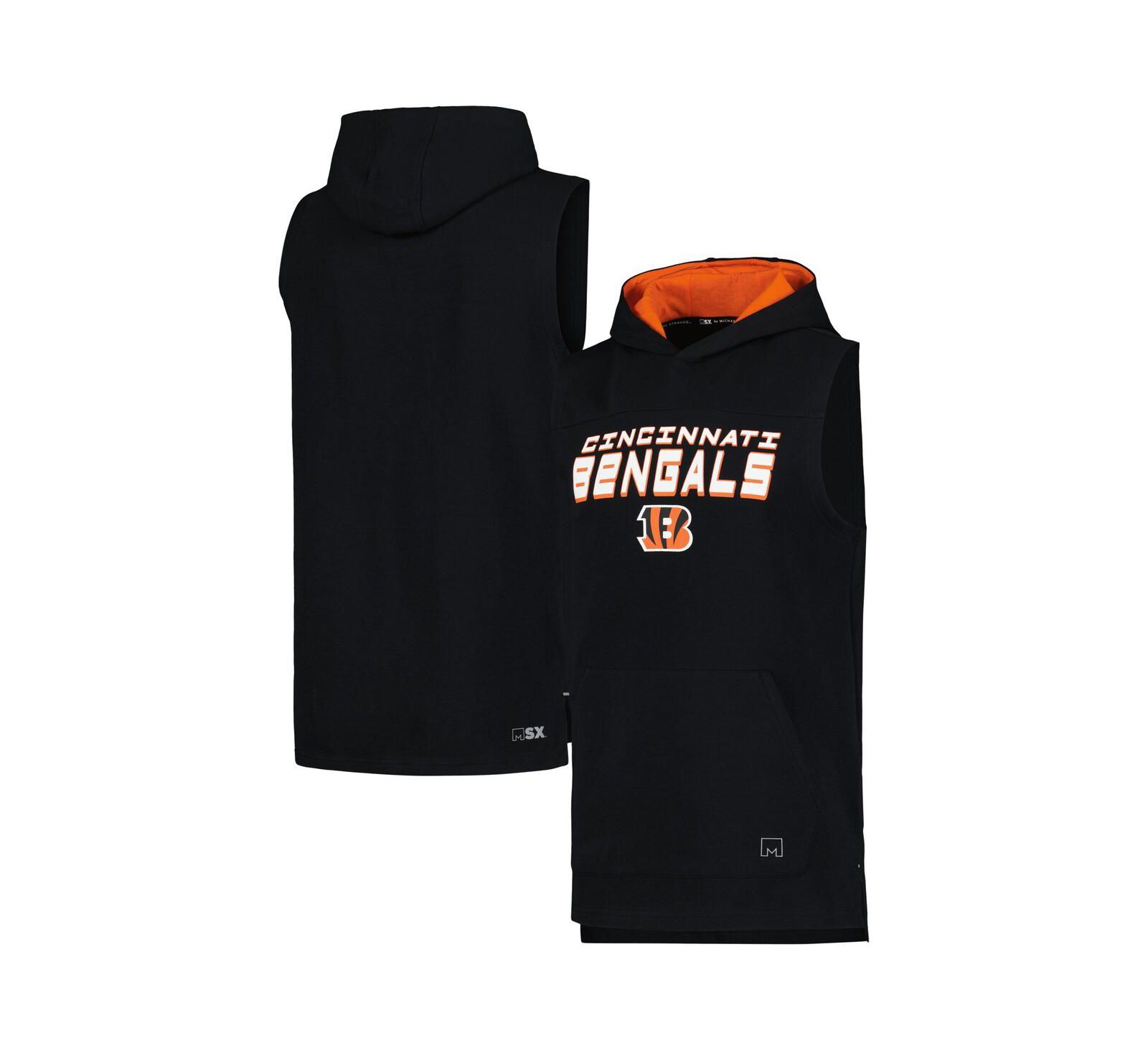 Мужская футболка MSX by Michael Strahan Black Cincinnati Bengals Captain Sleeveless Hoodie T-Shirt