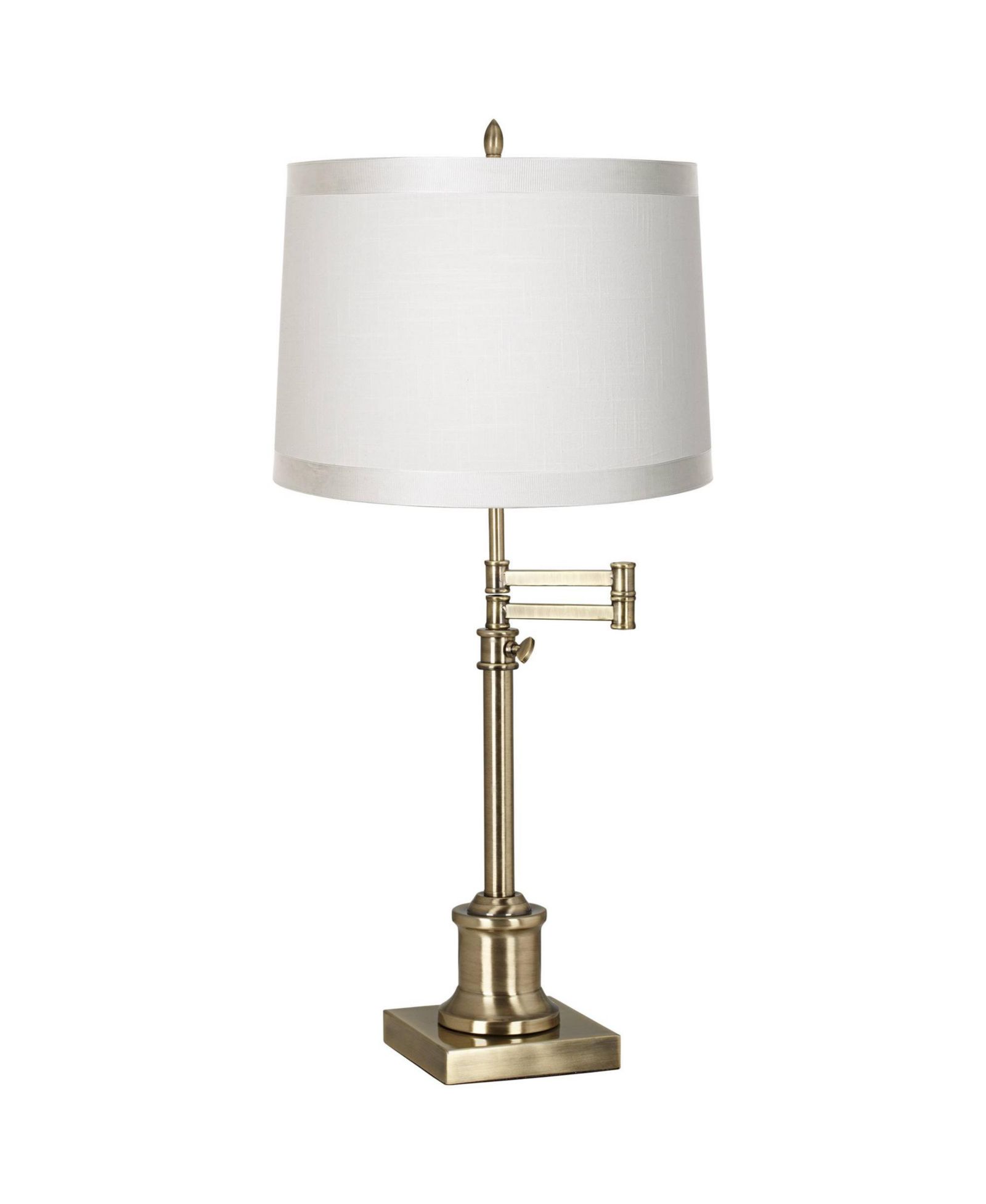 360 Lighting Traditional Swing Arm Desk Table Lamp Adjustable Height 36" Tall Antique Brass Fabric Drum Shade Living Room Bedroom