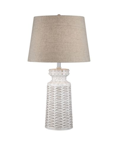 360 Lighting настольная лампа Country Cottage с портом USB, 26" High, кремовая керамика, льняной абажур