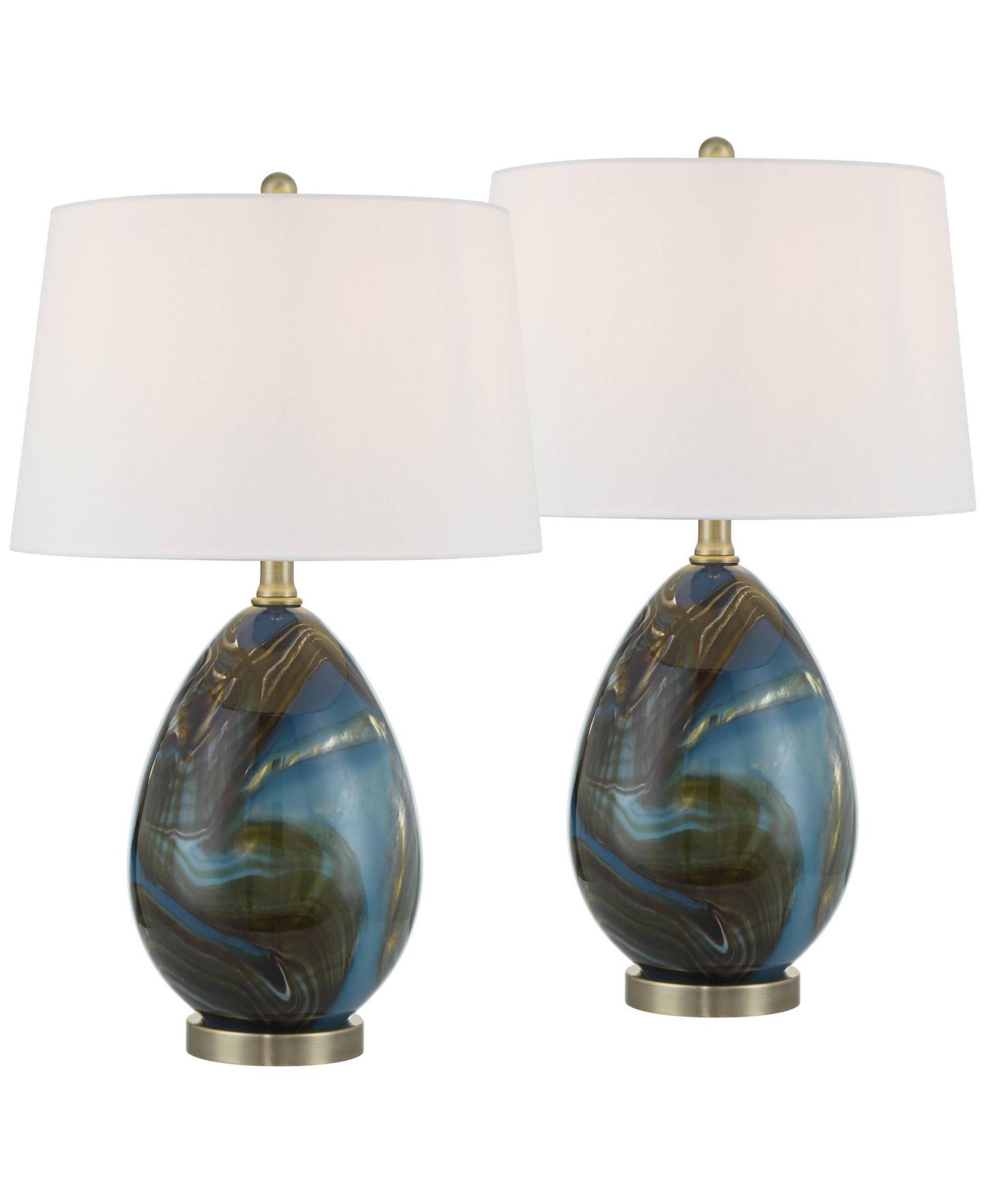 360 Lighting Swirl настольная лампа из художественного стекла, комплект из 2 шт, 22 1/2"