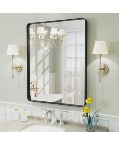 Apmir 24" x 30" High-Strength Tempered Glass and Aluminum Alloy Framed Wall Decor Bathroom Vanity Mirror
