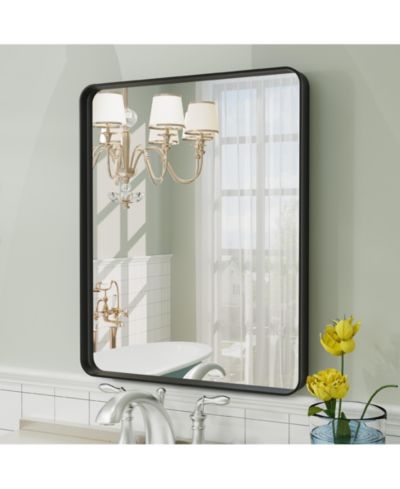 Apmir 16" x 20" High-Strength Tempered Glass and Aluminum Alloy Framed Wall Decor Bathroom Vanity Mirror